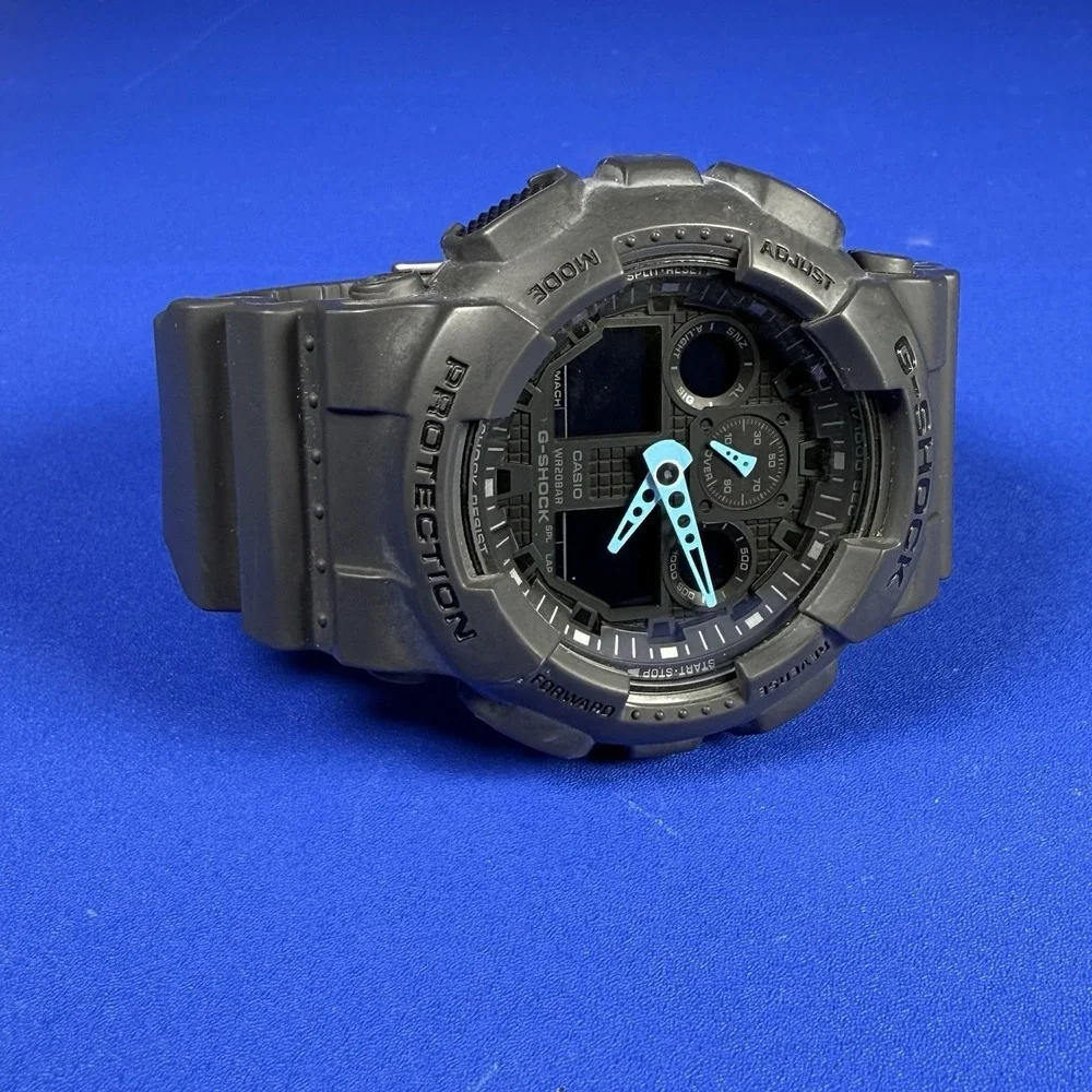 Casio G-Shock 5081 GA-100C Charcoal Blue Hands Analog Digital Watch Face